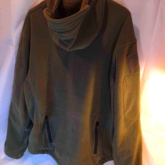 Tactical Series Men's Fleece Jacket Green Zipped Pockets Hooded Stretch Zipper L - Picture 3 of 9